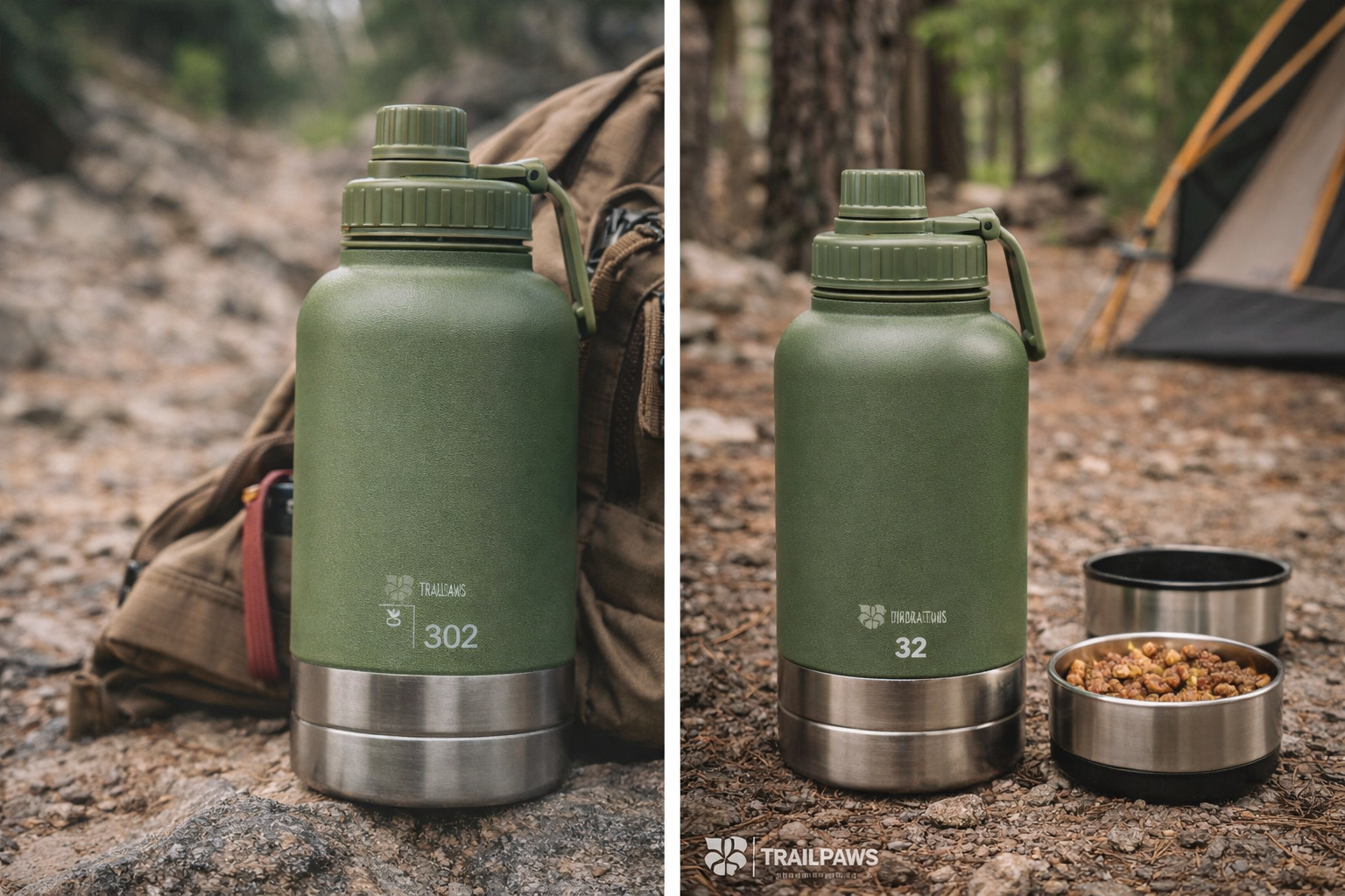 TrailPaws Hydration Bottle for Dogs – 3-in-1 Adventure Water & Food System